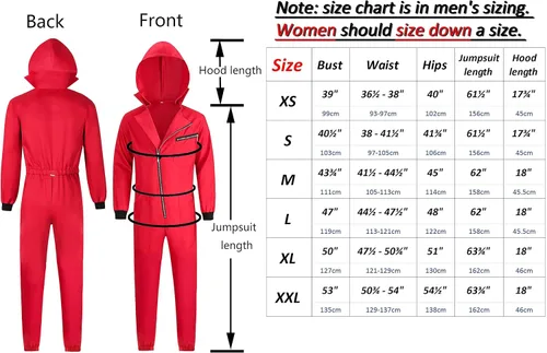 Vista 6 de Fairycece Red Jumpsuit Costume Halloween Coveralls