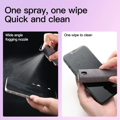 Vista 4 de Kit de Limpiador de Pantalla de 2 Piezas, Herramienta de Botella de Spray Limpiador con Niebla 3 en 1 para Pantalla Táctil y Paño de Microfibra