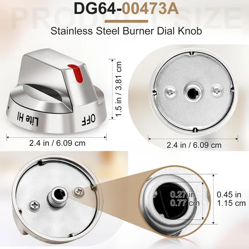 Vista 3 de DG64-00473A - Pomos de estufa de gas mejorados compatibles con perillas de estufa Samsung Nx58f5700ws Nx58h5600ss Nx58h5650ws Nx58j7750ss (1 unidad)