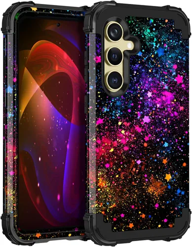 Vista 97 de Miqala Funda para Galaxy S21 FE 5G, brilla en la oscuridad, tres capas, resistente, protección a prueba de golpes, parachoques de plástico