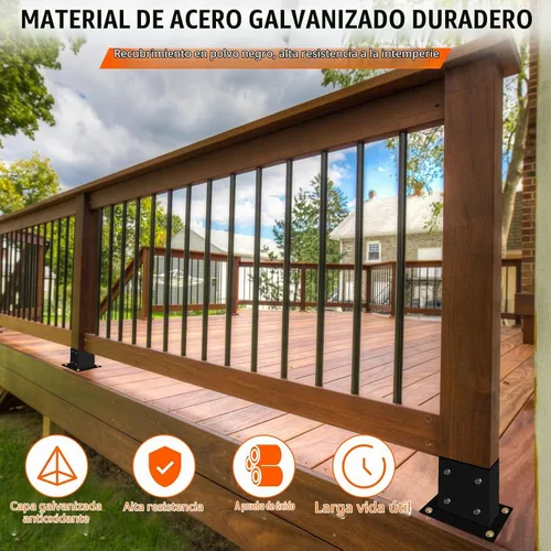 Vista 4 de Base de anclaje de poste de 2 picos, base de poste de madera de hormigón para valla de 4 x 4 pulgadas (real:3.5 x 3.5 pulgadas), soporte para poste