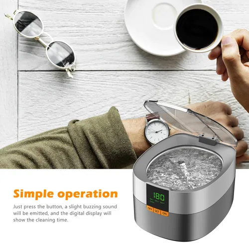 Vista 4 de KECOOLKE Máquina de limpieza ultrasónica de joyas, limpiador sónico de 25.4 fl oz con temporizador digital para anteojos, anillos, plata, solución