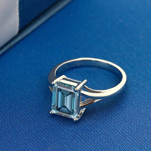 Vista 65 de Gem Stone King Anillo de compromiso solitario con diseño clásico de vástago dividido para mujer, plata de ley 925, piedra natal de piedra preciosa