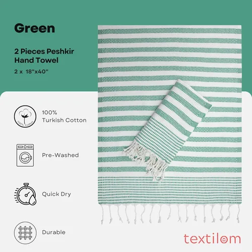 Vista 2 de TEXTILOM Toallas de Mano Turcas para Baño Juego de 2, Calidad de Hotel y Spa y Suaves y Absorbentes y de Secado Rápido Toallas de Mano para Baño