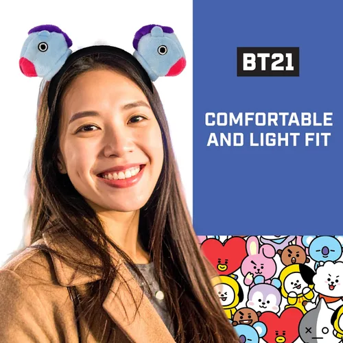 Vista 25 de Concept One BT21 LINE FRIENDS - Diadema bordada de felpa 3D para mujer, Chimmy