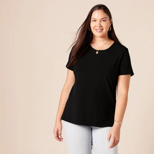 Vista 7 de Tienda Essentials Women's Regular-Fit Short-Sleeve T-Shirt (Crewneck and V-Neck Options), Multipacks