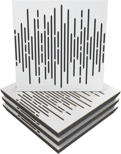 Vista 14 de Panel acústico difuso de absorción de sonido, «onda» para estudio de grabación Laminado en madera, (paquete de 4): (Negro)