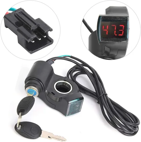 Vista 5 de Pantalla de voltaje E, acelerador eléctrico de pulgar eléctrico de plástico negro, pantalla digital de voltaje de batería, interruptor