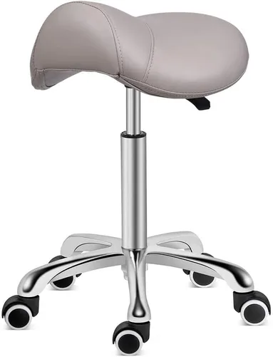Vista 14 de Kaleurrier Taburete con ruedas para sillas de escritorio giratorias de cocina de salón Asiento de sillín; capacidad de peso de 350 libras; altura