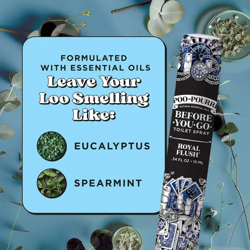 Vista 7 de Poo-Pourri Before-You-Go - Aerosol para inodoro, color Royal Flush, tamaño de viaje, 0.3 onzas líquidas, eucalipto y menta verde