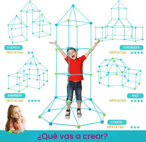 Vista 6 de Fuerte de construcción para niños Juego de construcción 85/120 Piezas Último Regalo de constructor de fuertes Construir paquetes de fabricación