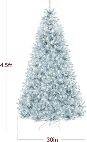Vista 114 de Best Choice Products Árbol de Navidad azul bebé preiluminado de 6 pies, decoración navideña artificial completa con 947 puntas de rama, 250 luces