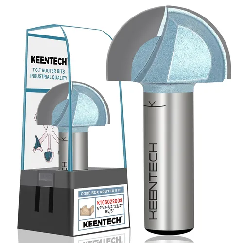 Vista 8 de KEENTECH Broca para enrutador de caja de núcleo, vástago de 1/2 pulgada para carpintería, punta de carburo de grado industrial, 1 pulgada