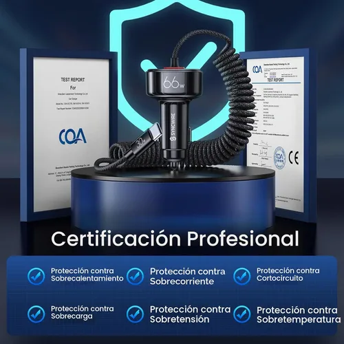 Vista 5 de Syncwire Cargador de coche USB C 66W adaptador de coche súper rápido