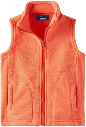 Vista 8 de LittleSpring Boys Girls Fleece Vest Sleeveless Jacket Full-Zip Fall Winter Warm Outerwear Negro