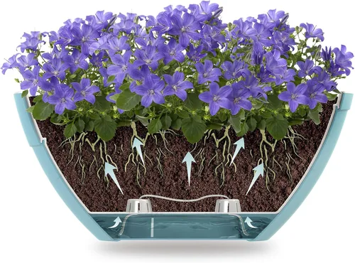 Vista 8 de DECOPOTS Maceta de forma ovalada para plantas, maceta de jade con riego automático, maceta de interior, macetas de plástico con drenaje para todas