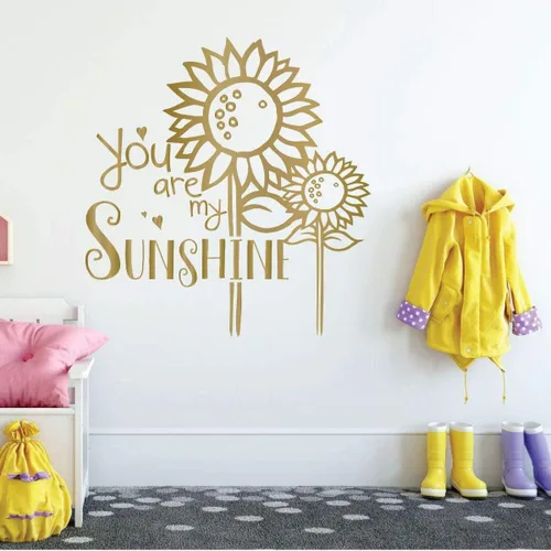 Vista 7 de Sunflower Wall Decal You are My Sunshine Song Lyrics Quote Flower, Nature Themed Vinyl Decor for Child Bedroom, Playroom, Preschool, Classroom