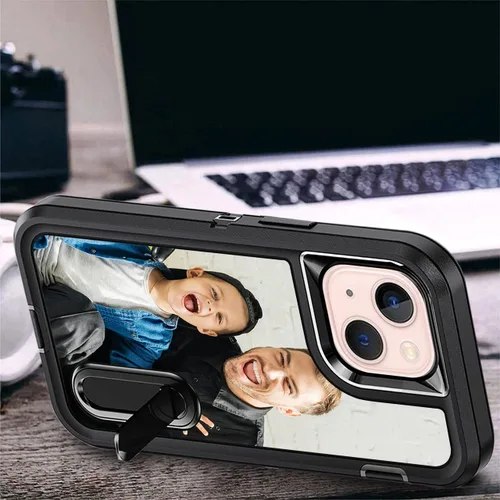 Vista 3 de Funda personalizada para iPhone 13, soporte incorporado/función atril, protección resistente a los arañazos, cubierta de fotos personalizada