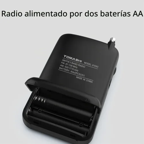 Vista 5 de TOMASHI Radio portátil, radio alimentada por batería con conector para auriculares