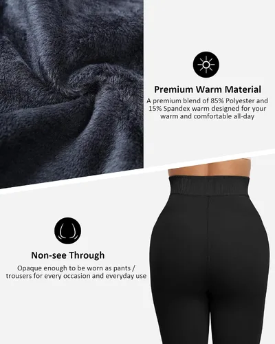Vista 5 de NORMOV Leggings con forro polar cálido para mujer, medias térmicas gruesas de terciopelo