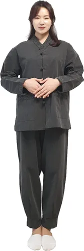 Vista 2 de Conjunto Hanbok unisex, ropa tradicional coreana, BTS Casual Hanbok para yoga y meditación, ropa de templo