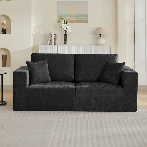 Vista 41 de WUTUTUEE Sofá modular en forma de U de 115 pulgadas, sofá modular modular de 3 plazas con 2 otomanas móviles, sofá cama convertible de pana con Beige