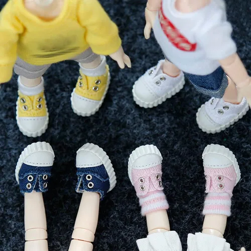 Vista 2 de Zapatos de lona de moda para Ob11, GSC, 1/12 BJD, Body9 accesorios para muñecas (azul marino) Fashion Canvas Blanco