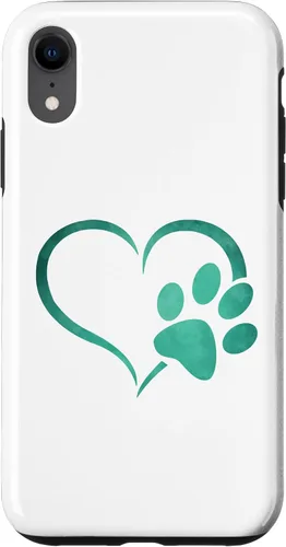 Vista 24 de Vintage green Dog Paw Print heart For Dogs Lover Case for iPhone 16