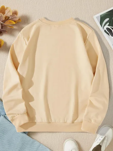 Vista 2 de OYOANGLE Sudadera ligera de manga larga con estampado gráfico y cuello redondo para niña