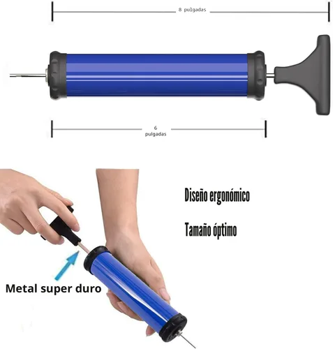 Vista 2 de HDNNC Bomba de pelota portátil, bomba de aire con 4 agujas, 2 boquillas, 1 manguera de extensión, ideal para baloncesto, fútbol americano, voleibol