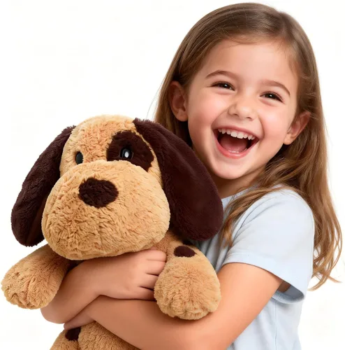 Vista 2 de Perro de peluche de cachorro de peluche de Labrador Retriever, animal de peluche abrazable para niños y niñas, cumpleaños, 30 pulgadas, marrón