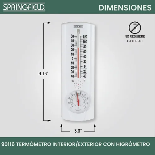 Vista 2 de Taylor Precision Products 90116 termómetro de exterior/interior, 9 pulgadas, Plástico, Blanco, 1