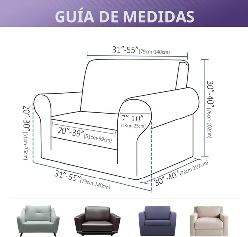 Vista 2 de Joccun Funda Elástica para Silla Sofá, Funda de Sofá de 1 Pieza Tela Jacquard de Spandex con Parte Inferior Elástica, Protector de Muebles Lavable