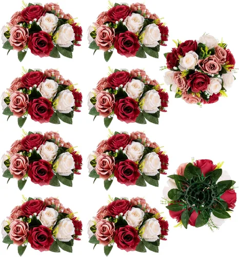 Vista 23 de BLOSMON Bolas de Flores para Bodas, Centros de Mesa de Rosas, 2 Piezas, Flores Artificiales Negras, Bolas Florales Colgantes, Decoración de Arreglos