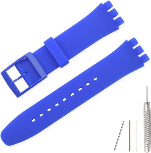 Vista 12 de Lijinlan Correa de silicona de repuesto para Swatch de 0.669 in, 0.748 in, 0.787 in, correa de reloj impermeable para Swatch Negro