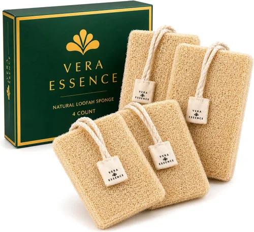 Vista 2 de Esponja natural de lufa, esponja egipcia para el cuerpo, esponja de baño y exfoliante corporal, 4