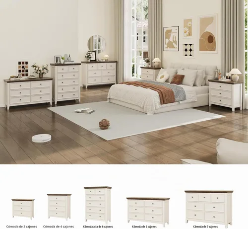 Vista 7 de BOSHIRO Cómoda de granja de 3 cajones para dormitorio - 31.5" de ancho 3 cajones de almacenamiento como mesita de noche o cómoda de pie