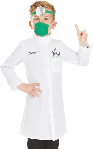 Vista 2 de Kids Dentist Costume Childrens Fun White Tooth Doctor Uniform - Small