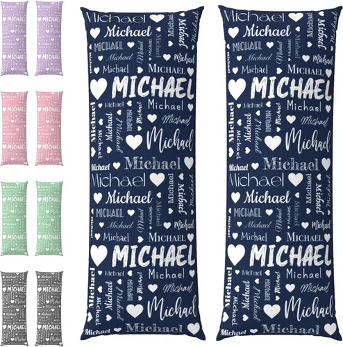 Vista 9 de Funda de almohada corporal personalizada con nombre (20 x 54 pulgadas), funda de almohada de cuerpo largo personalizada para niños, mamá, papá
