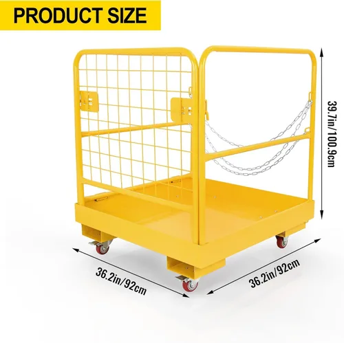 Vista 2 de Jaula de seguridad para carretilla elevadora de 36 x 36 pulgadas, plataforma de trabajo de carretilla elevadora de capacidad de 1200 libras