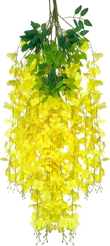 Vista 78 de Paquete de 5 guirnaldas de flores colgantes de glicina rosa, enredaderas de flores artificiales de 3.77 pies, glicinia falsa, guirnalda colgante