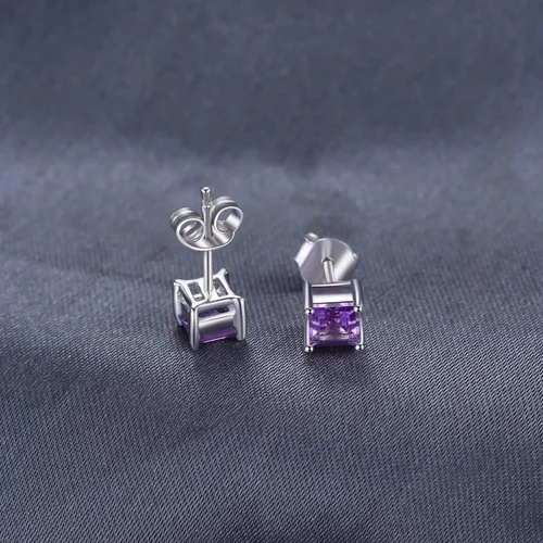 Vista 5 de JewelryPalace Cuadrado 0.8ct Genuino Granate Peridoto Amatista Citrino Topacio Creado Rubí Zafiro Simulado Esmeralda Piedra Preciosa Pendientes