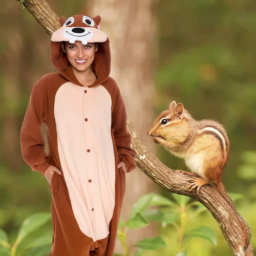 Vista 2 de FUNZIEZ! - Disfraz de Halloween para adultos, de animales y criaturas marinas mameluco de felpa para adultos (mujeres y hombres)