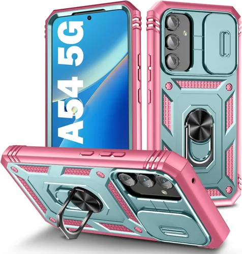 Vista 60 de PASNEW Funda militar para iPhone 13 Pro Max, cubierta de cámara deslizante y soporte de anillo de metal de 360°, carcasa rígida multicapa resistente