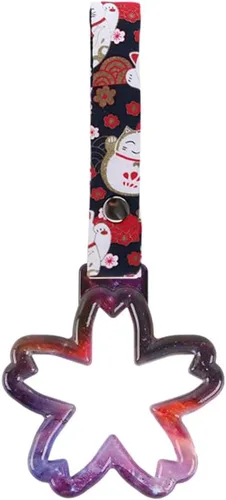 Vista 5 de Q1-TECH, JDM Tsurikawa - Anillo japonés para metro, tren, autobús, mango de coche, mango en forma de flor de Sakura, correa de mano, anillos