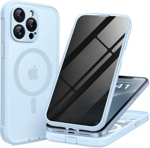 Vista 65 de BERFY Funda para iPhone 12 Pro Max, compatible con MagSafe, protector de pantalla de privacidad integrado y protección de cámara, antiespía