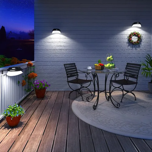 Vista 3 de JSOT - Luces solares para exteriores para canalones de techo, luz solar, impermeable, LED, luces de pared, para aleros de techo, barandilla