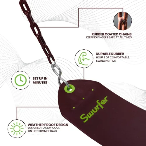 Vista 5 de Swurfer Paquete de 2 cinturones clásicos para parque infantil, con revestimiento de goma sin pellizcos, cadenas colgantes de metal de 66 pulgadas