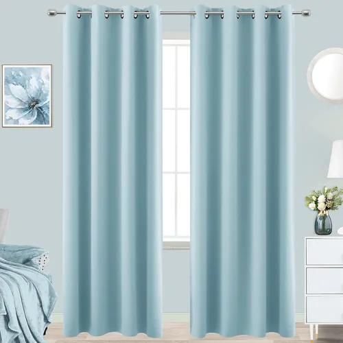 Vista 164 de KOUFALL Cortinas de Baño Aqua para Ventana, Juego de 2 Paneles Decoración Costera Cortinas Cortas Opacas para Ventana Pequeña de Cocina Puerta