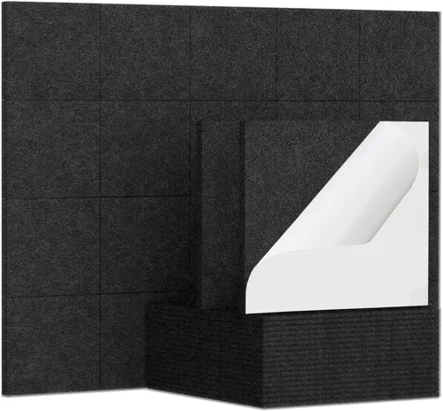 Vista 24 de TroyStudio 20 piezas de paneles acústicos autoadhesivos - Paneles absorbentes de sonido de 12 x 12 x 0.32 pulgadas, paneles de sonido decorativos